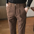 Textured slim cut trousers, camel color view