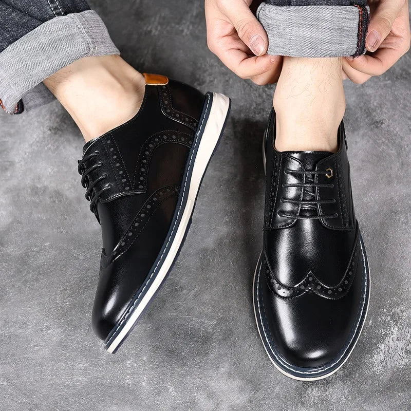 Brogue-inspired lace-up oxfords, brown color view