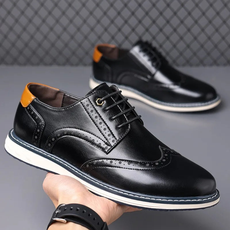 Brogue-inspired lace-up oxfords, close-up detail