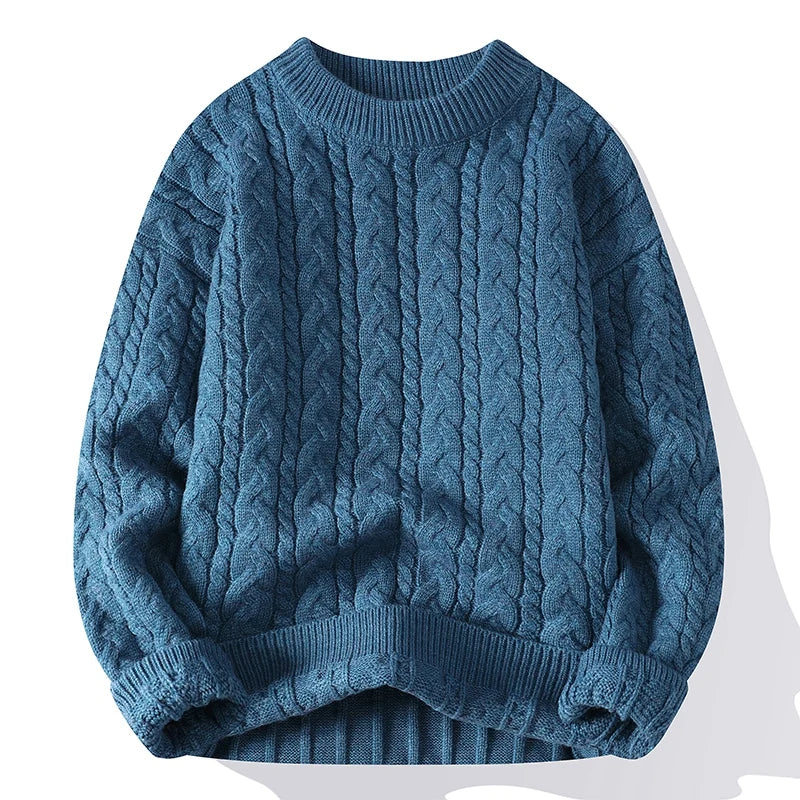 Textured cable knit sweater, texture close-up