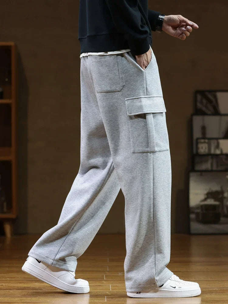 Cargo utility sweatpants, side profile