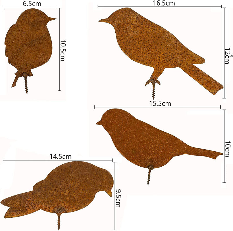 Rustic Metal Bird Fence Decor Set