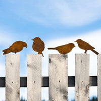 Rustic Metal Bird Fence Decor Set