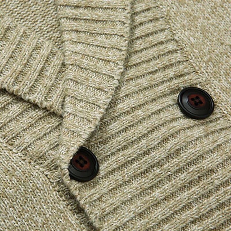 Men's Shawl Collar Double-Breasted Cardigan