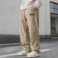 Corduroy sweatpants with deep pockets, front view