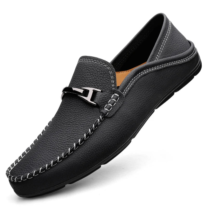 Structured soft-step loafers, texture close-up