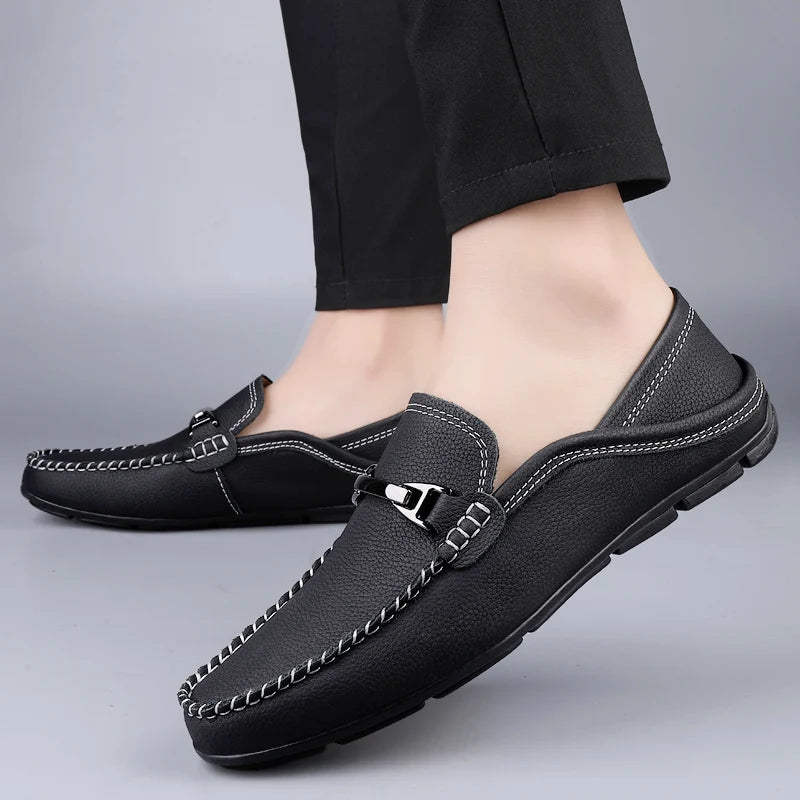 Structured soft-step loafers, worn front view