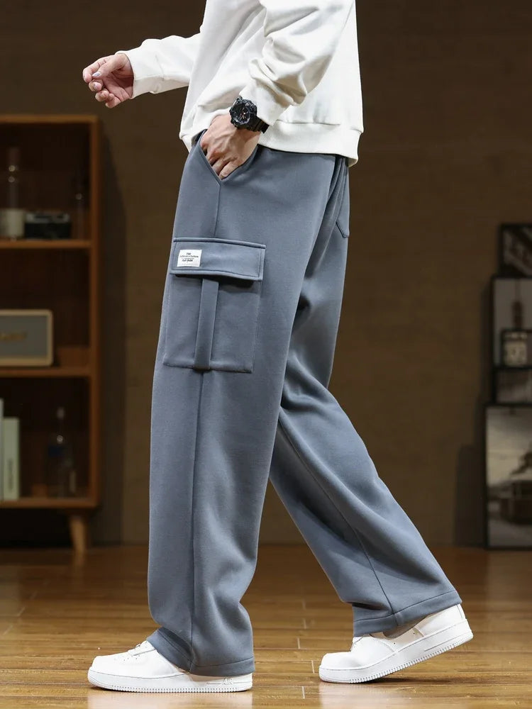 Cargo utility sweatpants, styled front view