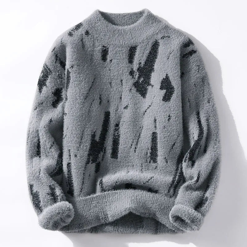 Bold artistic pattern pullover, gray color view