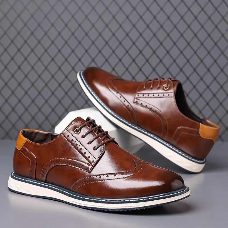 Brogue-inspired lace-up oxfords, blue color view