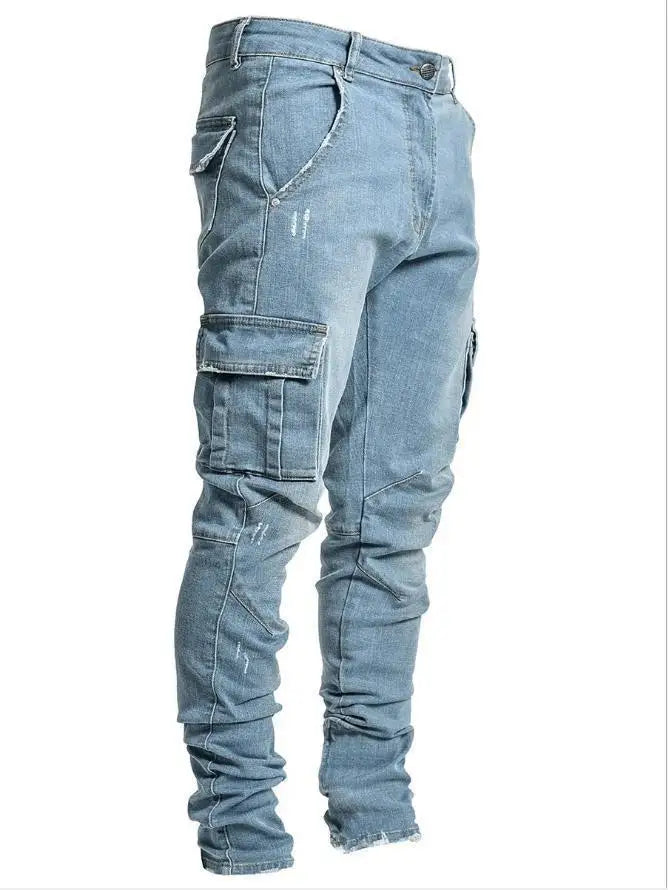 Tapered slim cargo pants, front view