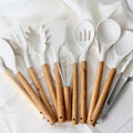 Silicone Utensil Set with Wooden Handles