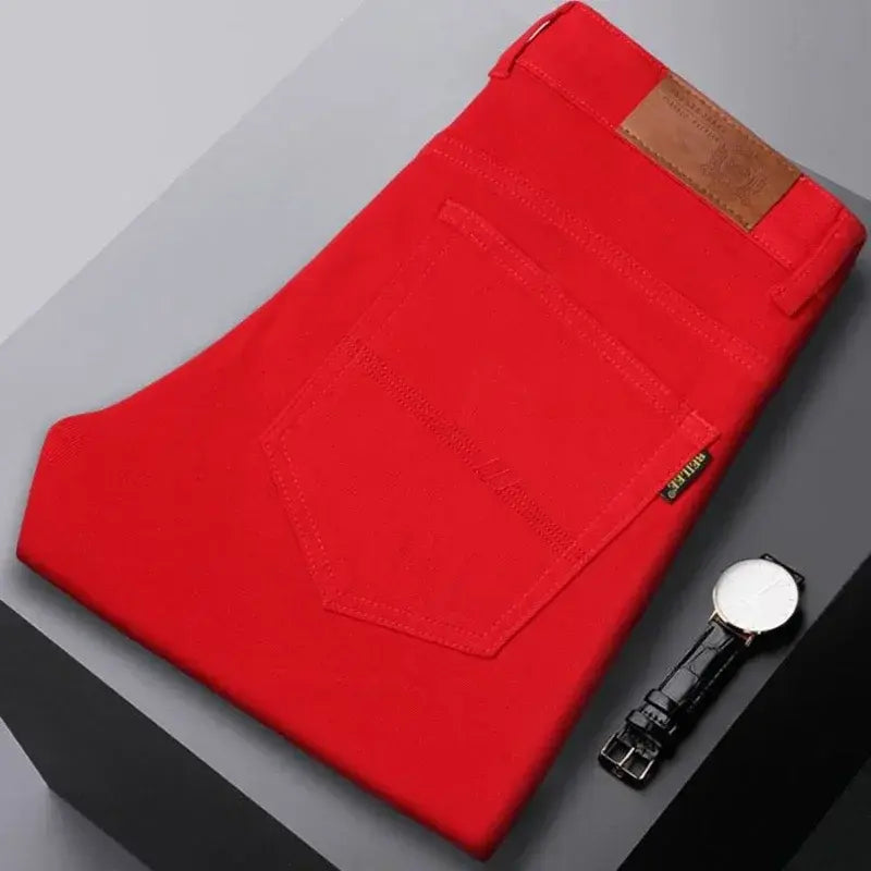 Slim straight-leg tailored pants, full look styled view