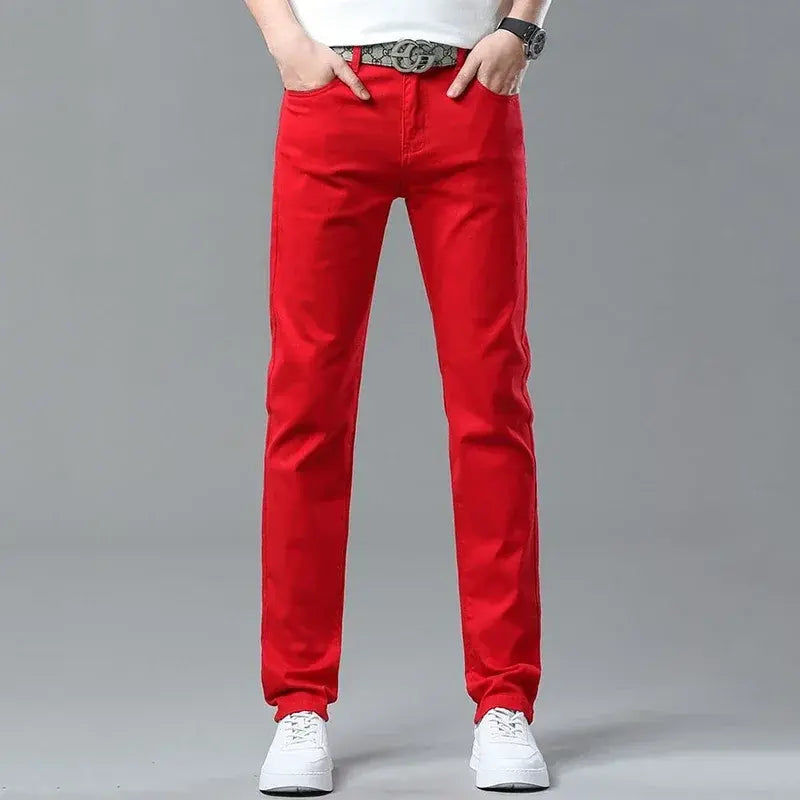 Slim straight-leg tailored pants, close-up detail