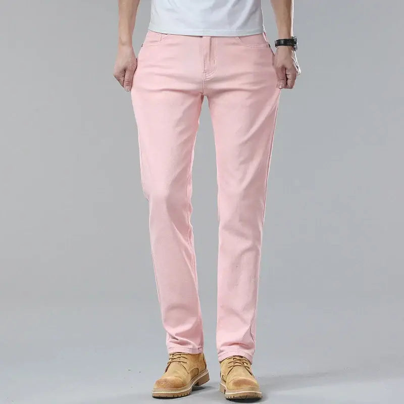Slim straight-leg tailored pants, side profile