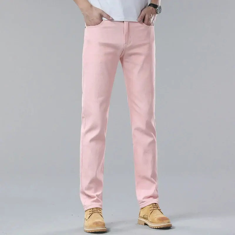 Slim straight-leg tailored pants, yellow color view