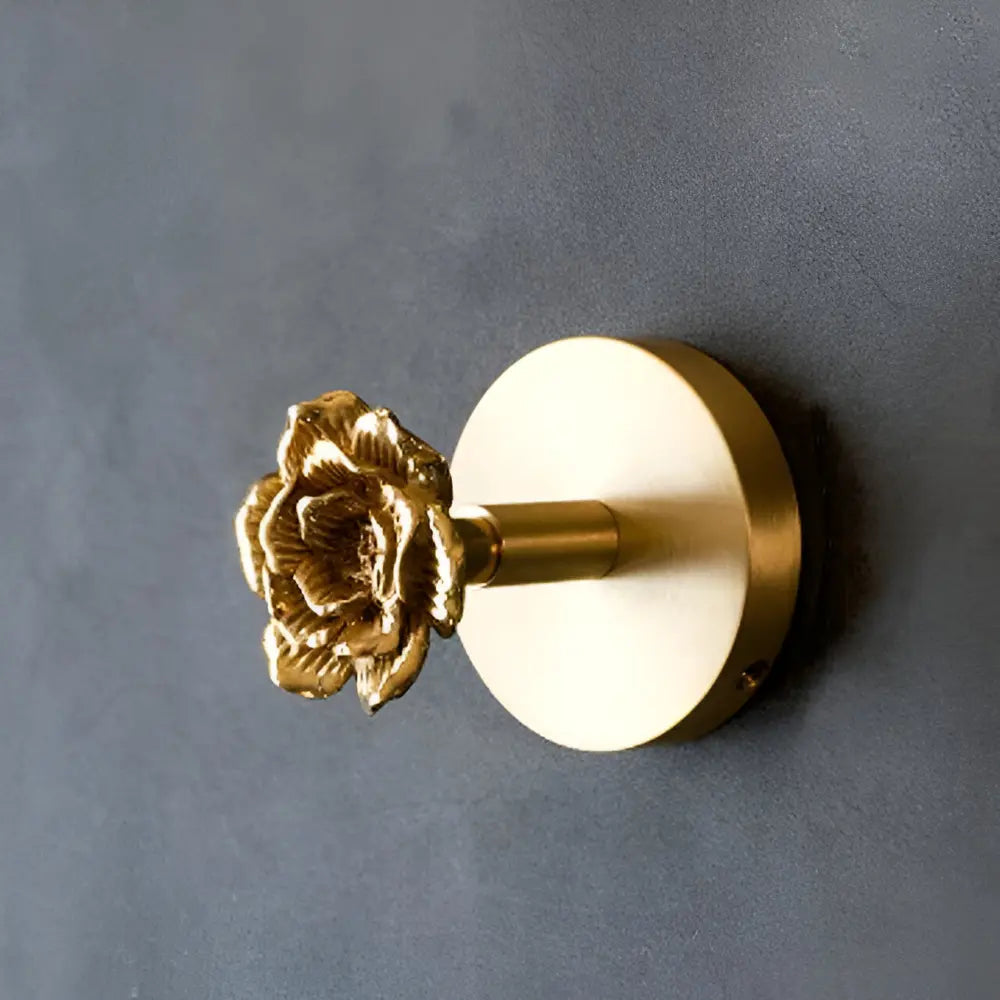 Solid brass animal wall hook with rose design, gold finish