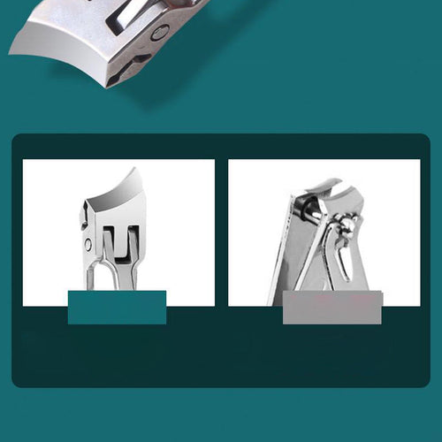 Extra-wide heavy-duty nail clipper shown with close-up metal cutting head