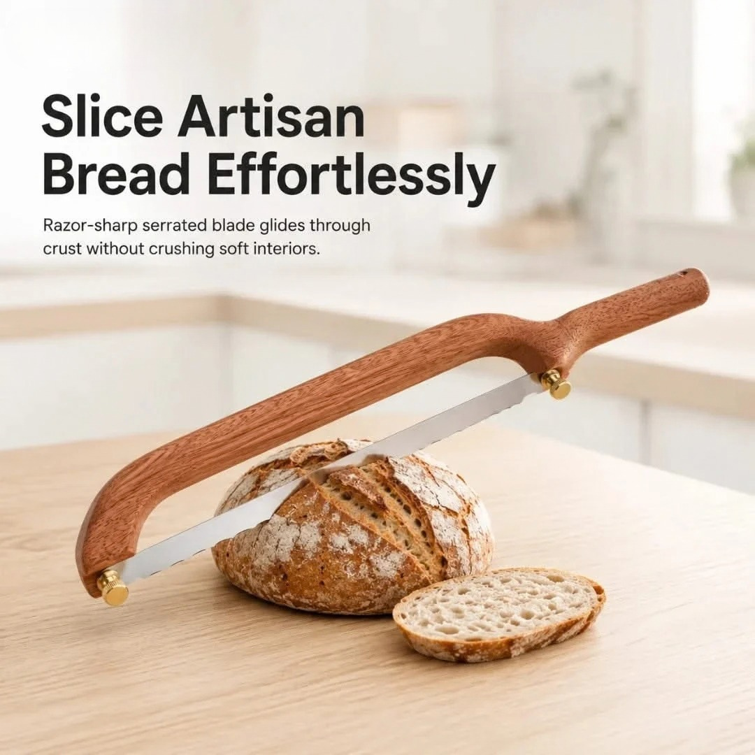 Artisan Bow-Saw Bread Knife with Serrated Blade