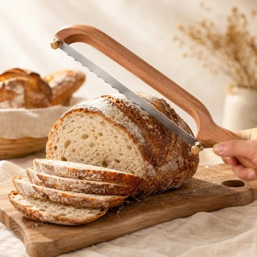 Artisan Bow-Saw Bread Knife with Serrated Blade