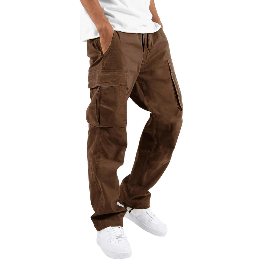 Street-ready utility cargo pants, brown color view