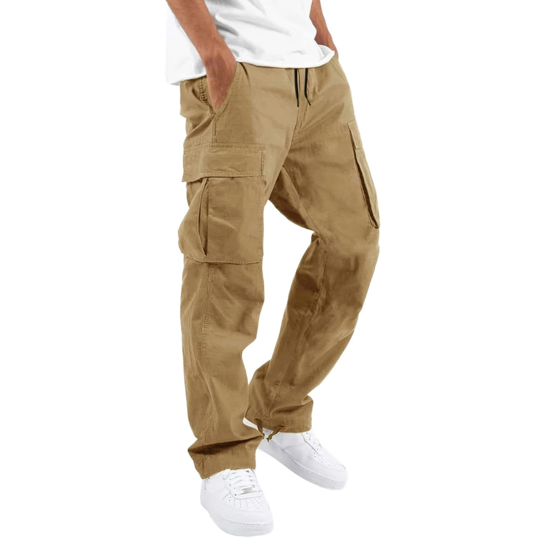 Street-ready utility cargo pants, khaki color view