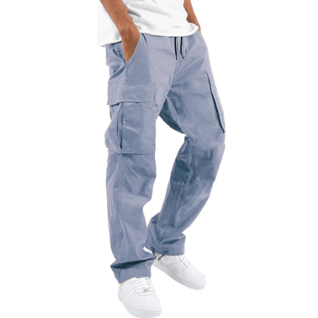 Street-ready utility cargo pants, dusty blue color view