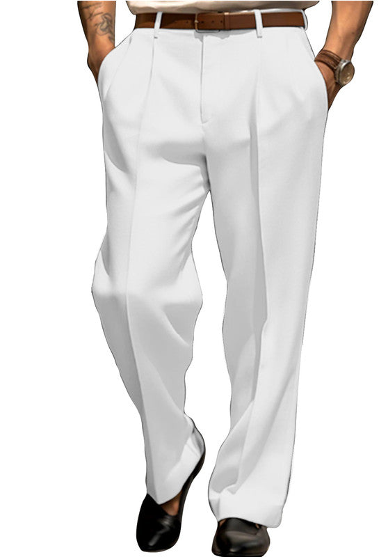 Slim fit dress trousers, white color view