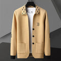 Signature collar button cardigan, front view