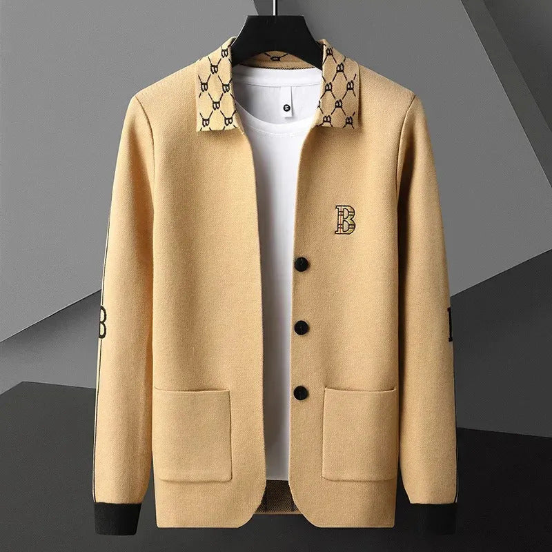 Signature collar button cardigan, front view