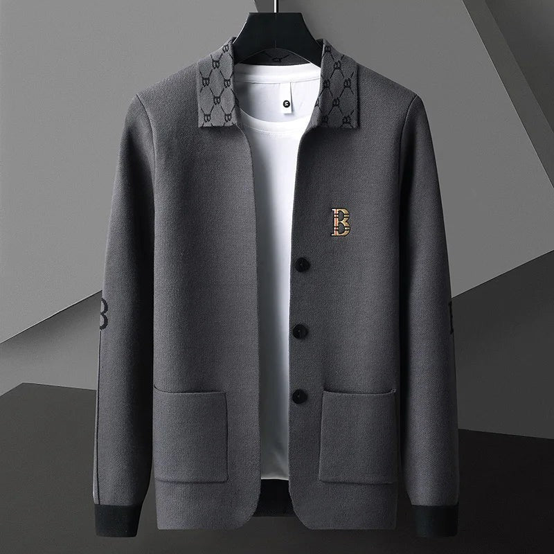 Signature collar button cardigan, close-up detail