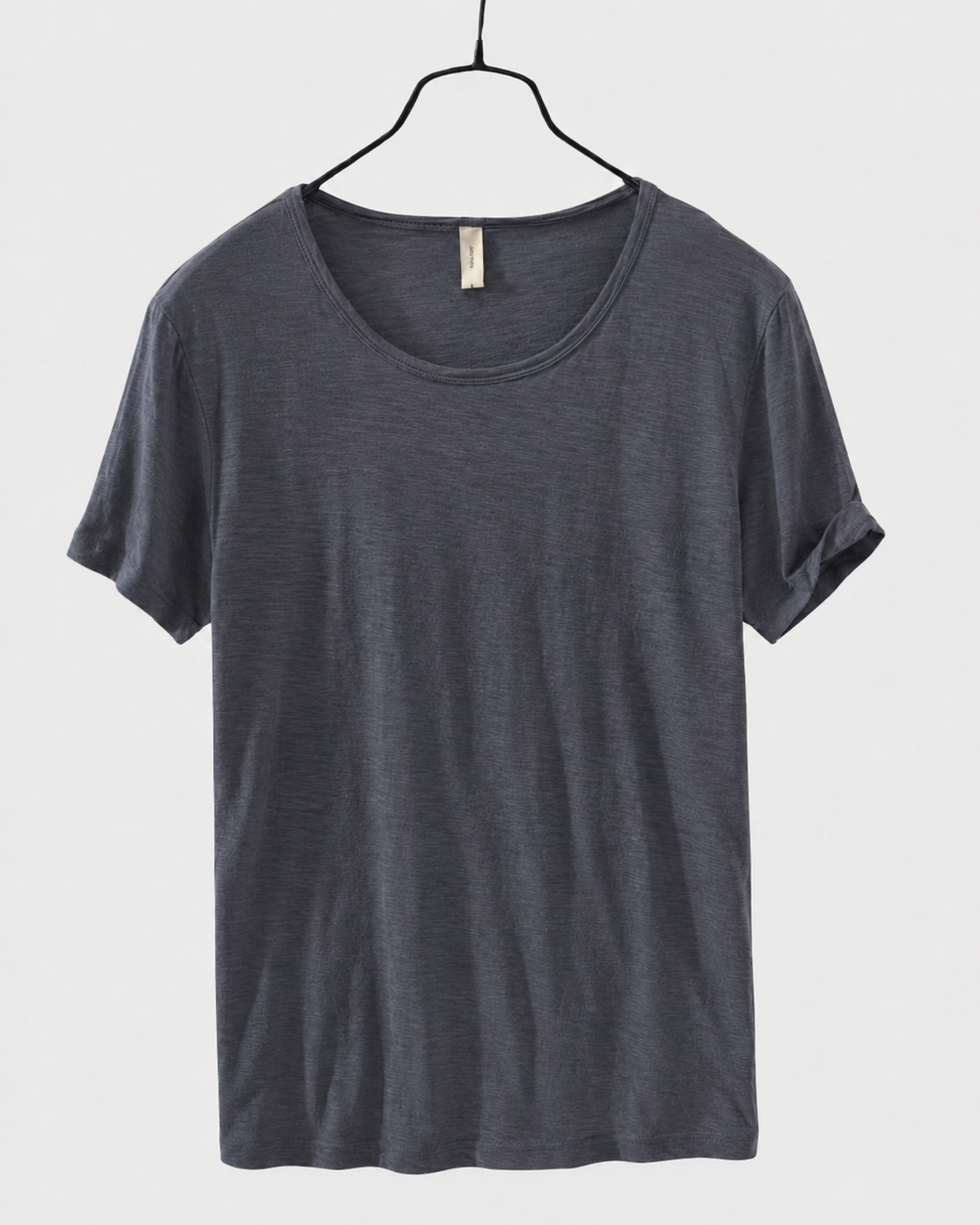 Dark gray men's relaxed scoop neck shirt with short sleeves