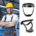 Anti-fog protective face shield worn with clear visor and black headband