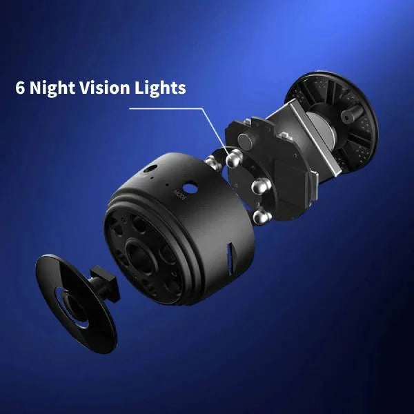 RV backup camera with 6 night-vision LED lights and mounting bracket