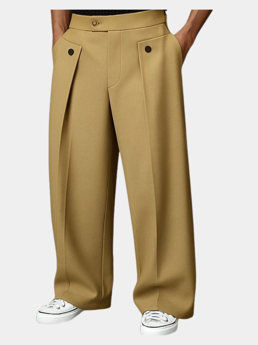 Men's Pleated Wide-Leg Pants