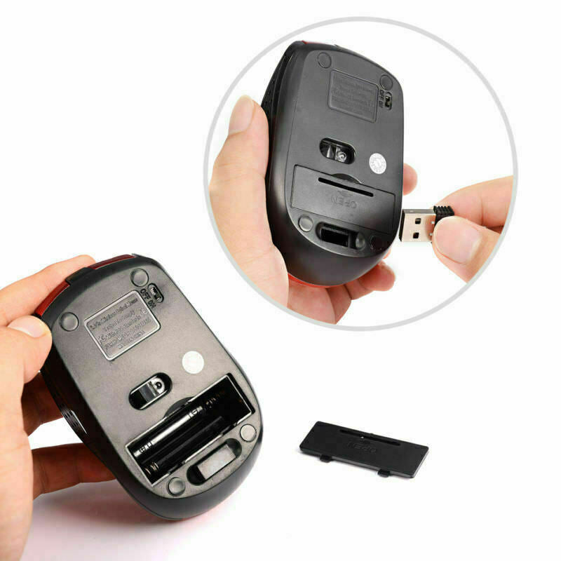 Wireless optical mouse, dark gray with scroll wheel and side buttons