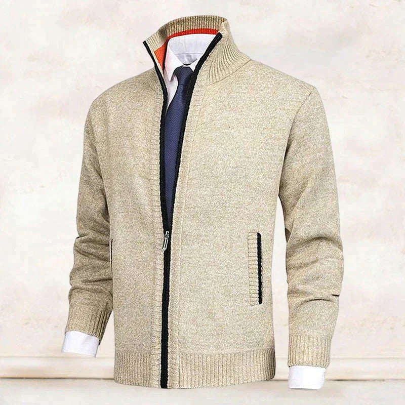 Men's Mock Neck Zip Knit Cardigan
