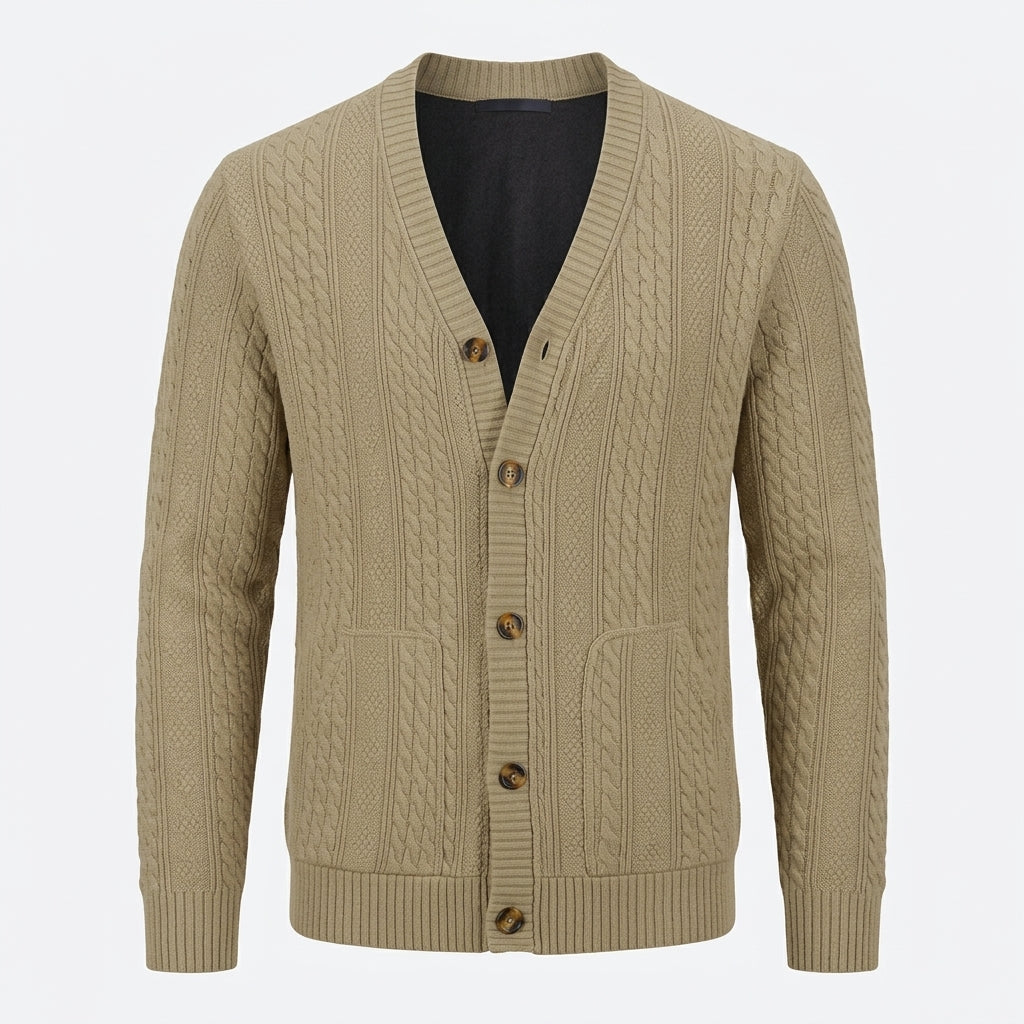 Men's Textured Knit Button Cardigan