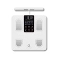 White smart body scale with LCD display and four gray electrode pads
