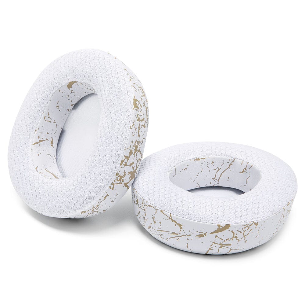 White cooling gel replacement earpads with gold-speckle pattern, pair of cushion rings