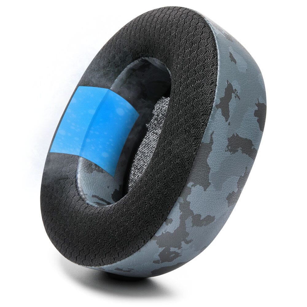 Cooling gel replacement earpads, blue-gray camouflage with black textured outer foam (pair)
