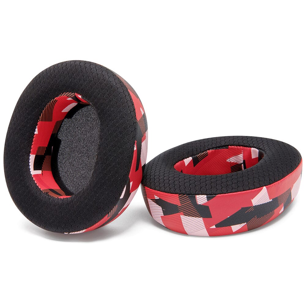 Black and red camo cooling gel replacement earpads, two over-ear cushion covers