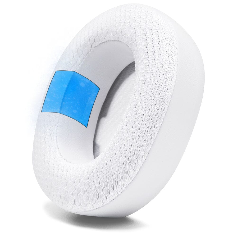 White replacement earpad with textured foam and blue cooling gel insert