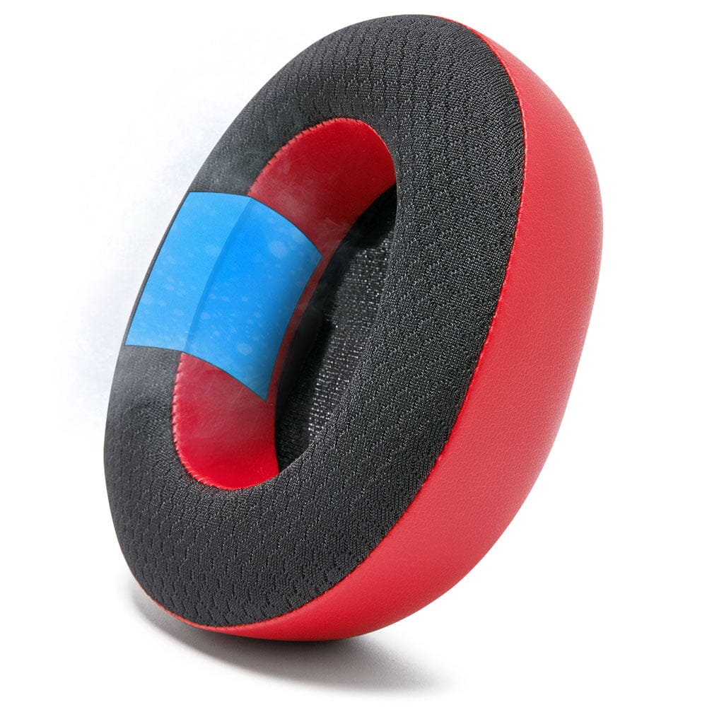 Cooling gel replacement ear pads, black foam with red outer ring and blue inner cushion
