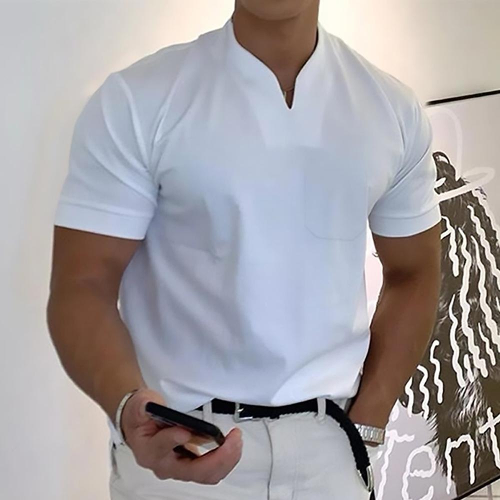 Men's Short Sleeve Mandarin Collar Shirt