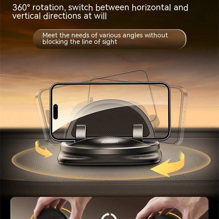 Black 360° car phone mount centered under a phone display