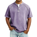 Half-button wash henley shirt, front view