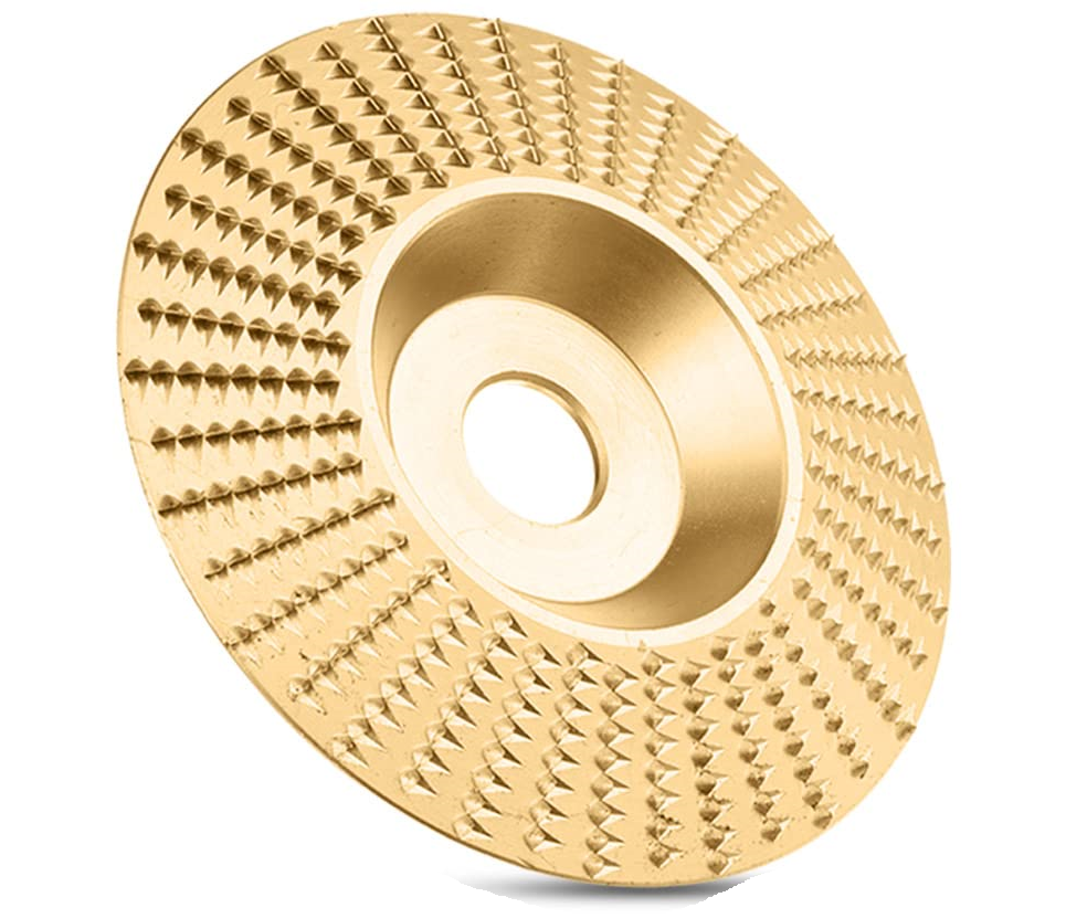 Tungsten carbide grinding disc, gold abrasive wheel with diamond-cut pattern and center hole