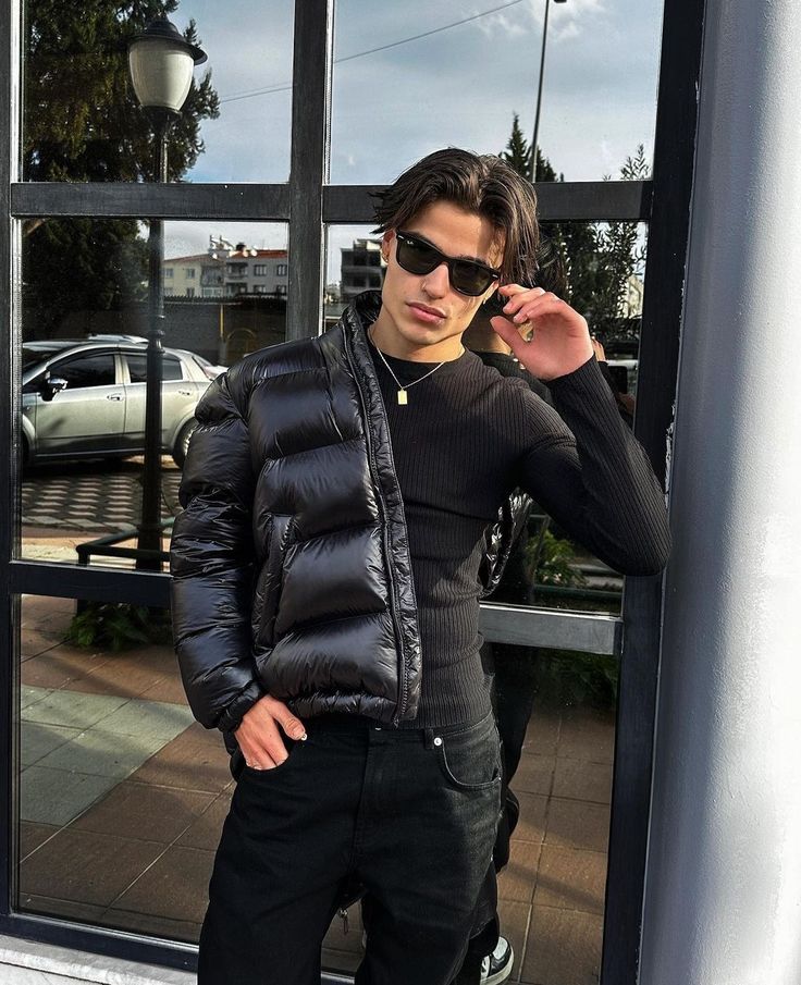 Quilted hooded puffer jacket, back view
