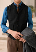 Slim fit chest pocket vest, black color view
